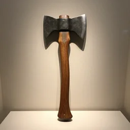 art deco axe, photograph, museum display