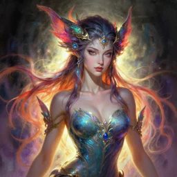 a portrait of a beautiful elegant female elemental entity, backlit, strong rim light, highly detailed, digital painting, HDRI, by Artgerm and Andreas Rocha, vivid colors, high contrast, intricate