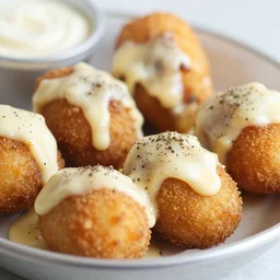 delicious chili-cheese tatortots sprinkled with black-pepper, high definition, food photography, DSLR, close up shot, pinterest