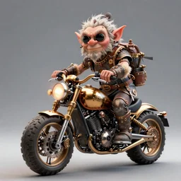 a goblin riding a steampunk motorcycle, volumetric light, epic lighting, hyperdetailed, artstation, cgsociety, 8k