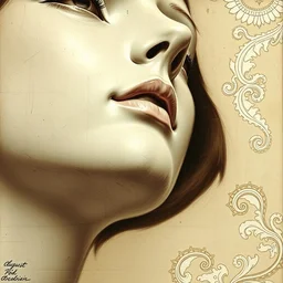 close up of face of female fashion model, by auguste rodin, highly detailed