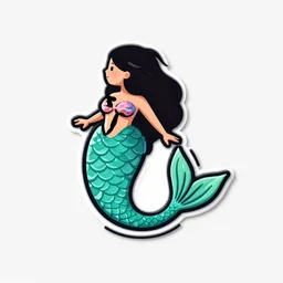 vector patch logo of mermaid, mucha