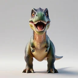 a portrait of a dinosaur, octane renderer, symmetrical central composition, very cartoon, high detailed, by anton fadeev