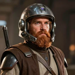 ruguevara star wars rebellion brave bearded pilot with cyber helmet portrait by ralph mcquarrie trending at artstation
