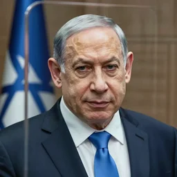a distorted view of benjamin netanyahu through glass, digital art, highly detailed
