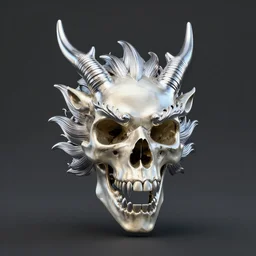 dragon head, skull, bone draped, 4 k resolution, 3 d render, centered, matte background, chrome
