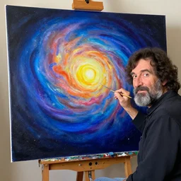 Real Picture of Bob Ross painting the whole universe in his canvas, HD