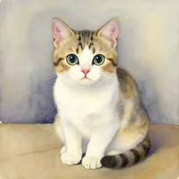 A cute kitten, by Georgia O\'Keeffe, watercolor