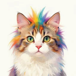colorful spiky hair cat by louis wain