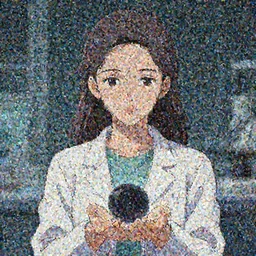 a portrait of a beautiful female scientist holding a small black hole in her hands, anime art, symmetrical facial features, symmetrical proportions, illustration, style by jordan grimmer and greg rutkowski