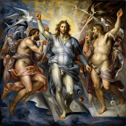 symmetry, highly detailed stunning oil painting of heaven, oil on canvas, michaelangelo, el greco, expressionistic, emotive, epic