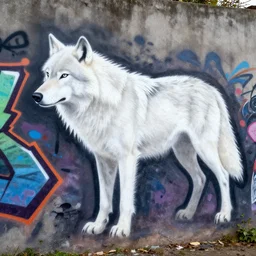 Graffiti from a white Wolf on a wall