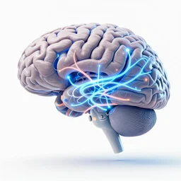 holographic map of neural network of human brain with artifical neural implant, unreal engine