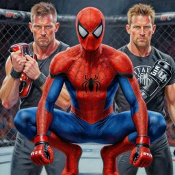 a highly detailed painterly painting of ufc mma peter parker, by james gurney, greg rutkowski, by craig mullins, ( ( ( ( ( spiderman