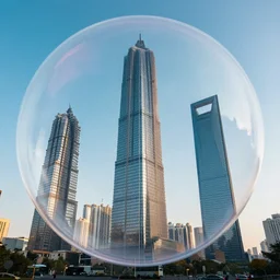 skyscraper inside of a bubble
