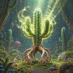 creature sushi roots cactus elemental flush of force nature micro world fluo light deepdream illumination ray tracing hdr fanart arstation by sung choi and eric pfeiffer and gabriel garza and casper konefal