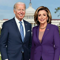 combination of Joe Biden and Nanct Pelosi, anime illustration