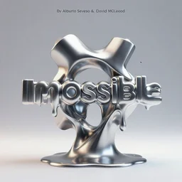 abstract impossible chrome drippy sculpture, geometric shapes, concept art, 3D object, octane render, unreal engine, album cover art, by Alberto Seveso and David McLeod