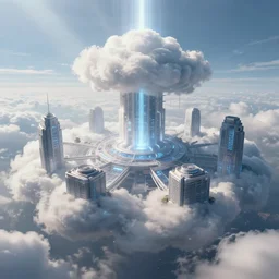 this is a beautiful surreal scenery artwork from pixiv. it includes gigantic living inside network of cloud computing material, cloud buildings with internal computer infinites. god lighting, rays, sublimely cold color palette. insanely detailed, artstation!! pixiv!! infinitely detailed