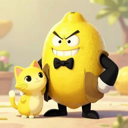 dr evil lemon with a lemon cat, artstation