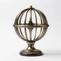 art deco orb of power, studio product photography, isolated on a pure white background, centered, entire object in frame, sharp focus, soft studio lighting