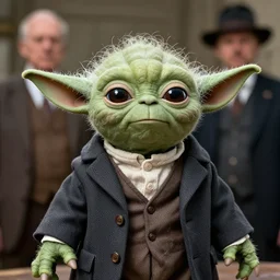 a detailed photo of Yoda wearing Peaky Blinders suit,  by Tomasz Alen Kopera and Peter Mohrbacher, 8k