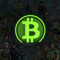 waporware neon green bitcoin logo centered! that looks like it is from borderlands, logo by feng zhu and loish and laurie greasley, victo ngai, andreas rocha, john harris