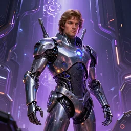 Anakin Skywalker futuristic environment, detailed and intricate environment, fractal biomech, cyberpunk, neon color, purple bioluminescence, chrome, dramatic lighting, cinematic, high technology, highly detailed portrait, digital painting, artstation, concept art, smooth, sharp focus, ilustration, Artstation HQ