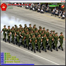 chinese military parade with marching soldiers, screenshot from red alert pc game