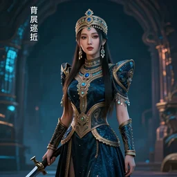 kazakh woman warrior, cyberpunk