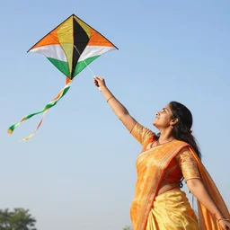 isha jain flying kite with indian flag on it