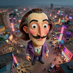 3 d vfx - caricature - art of a bustling - neon lit - ajegunle slum in nigeria, unreal engine render, digital illustration, illustration style by mike winkelmann, sharp, intricate detail, volumetric light, ray tracing, soft light, colourful, salvador dali surreal, claymation, fish eye lens, drone perspective, acrylic, cinestill 8 0 0 t,