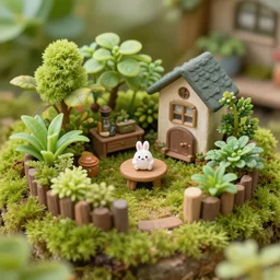 miniature garden, cottagecore, moss, plants, cute, friendly