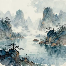 digital matte fantasy watercolor seascape, artstation, behance, 8 k, by affandi