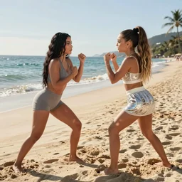 kim kardashian fights ariana grande on hot sunny beach