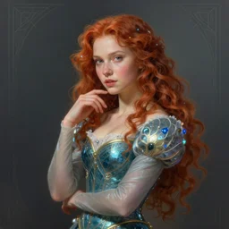 portrait of Princess Merida, futuristic and ethereal, expressive pose, art-deco, highly detailed, digital painting, artstation, concept art, smooth, sharp focus, by Leonardo da Vinci