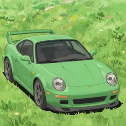 studio ghibli illustration of a green f 4 0