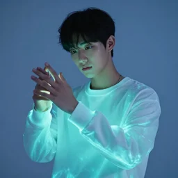 korean boy with superpower, glow