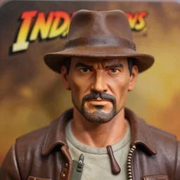 harrison ford indiana jones!!! neca!!! f dull flat matte! plastic action figure by neca face close up headshot in the style of neca, character by neca, overcas weather!!!!