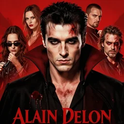 alain delon vampire hunter, male, fine details, beaten, blood, red background, realistic shaded lighting poster by greg rutkowski, magali villeneuve, artgerm, jeremy lipkin and michael garmash and rob rey