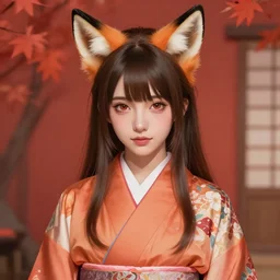 A realistic anime portrait of a beautiful young woman with fox ears wearing a kimono, digital painting, by Stanley Artgerm Lau and Sakimichan, digtial painting, trending on ArtStation, deviantart