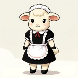 beatiful anthropomorphic female sheep dressed in a 1 9 5 0 s waitress outfit, cartoon, digital art, full character, minimalist and abstract background, hyper details