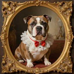 baroque rococo painting The Fancy Royal Pitbull in the parlor  portrait Greg Hildebrandt high detail cute