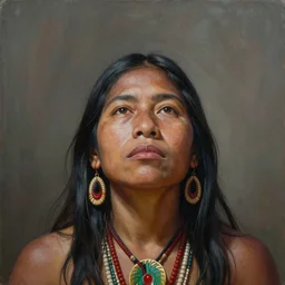 a beautiful painting of an amazonian ayahuasca shaman reaching enlightenment, highly detailed, realistic face, matte painting, by christophe vacher