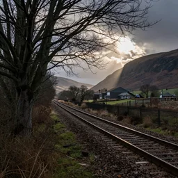 a tree blocking the railway, severe weather, scotland
