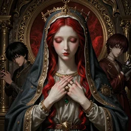 virgin mary, hyper detailed, red highlights, masterpiece, ornate dark, junji ito, katsuhiro otomo, shintaro kago, cgsociety