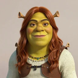Emma Stone as a female wife Shrek, Shrek face features, fully detailed, high quality , 4k , octane render , soft lightening , masterpiece