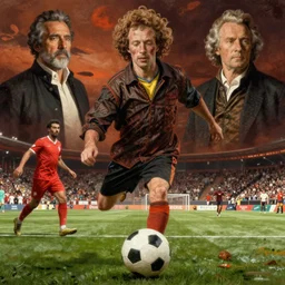 a soccer match on mars by edgar maxence and caravaggio and michael whelan and delacroix style, artistic, intricate painting, cinematic lighting, hyper realistic, extremely detailed, establishing shot, 8 k resolution, dramatic lighting