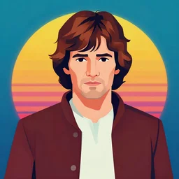 a portrait of anakin skywalker, in retro colors, synthwave style, 2 d digital vector art