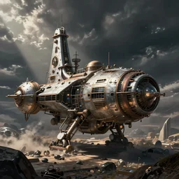a steampunk alien spaceship by greg rutkowski